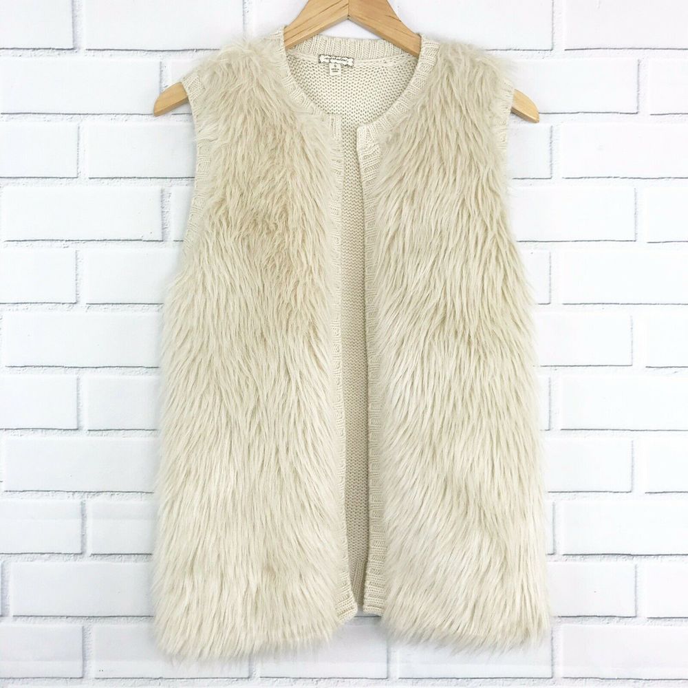 Eyeshadow Fur Sweater Vest Small Cream